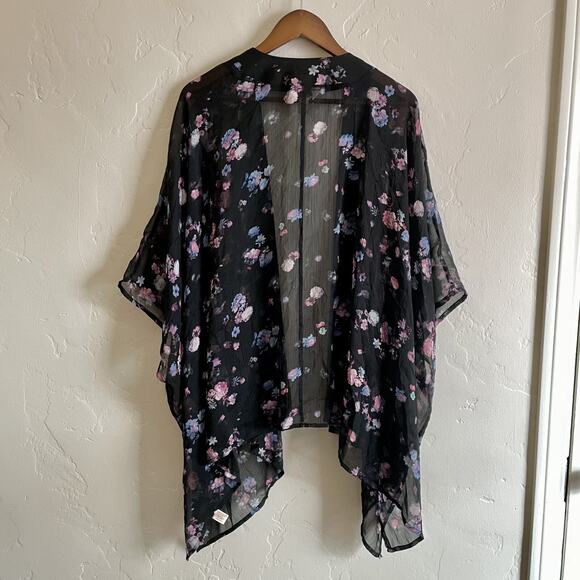 Arizona Jeans Company Size XL-XXL Kimono - Coverup Swim Beach Floral Black - Picture 7 of 8